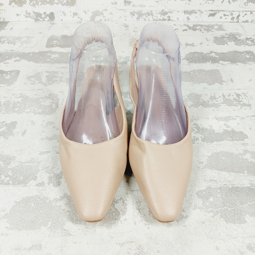 NEW H By Halston Flats Women 8 Nude Pointed Toe Slingback Minimalist Modern A623 - Picture 6 of 10
